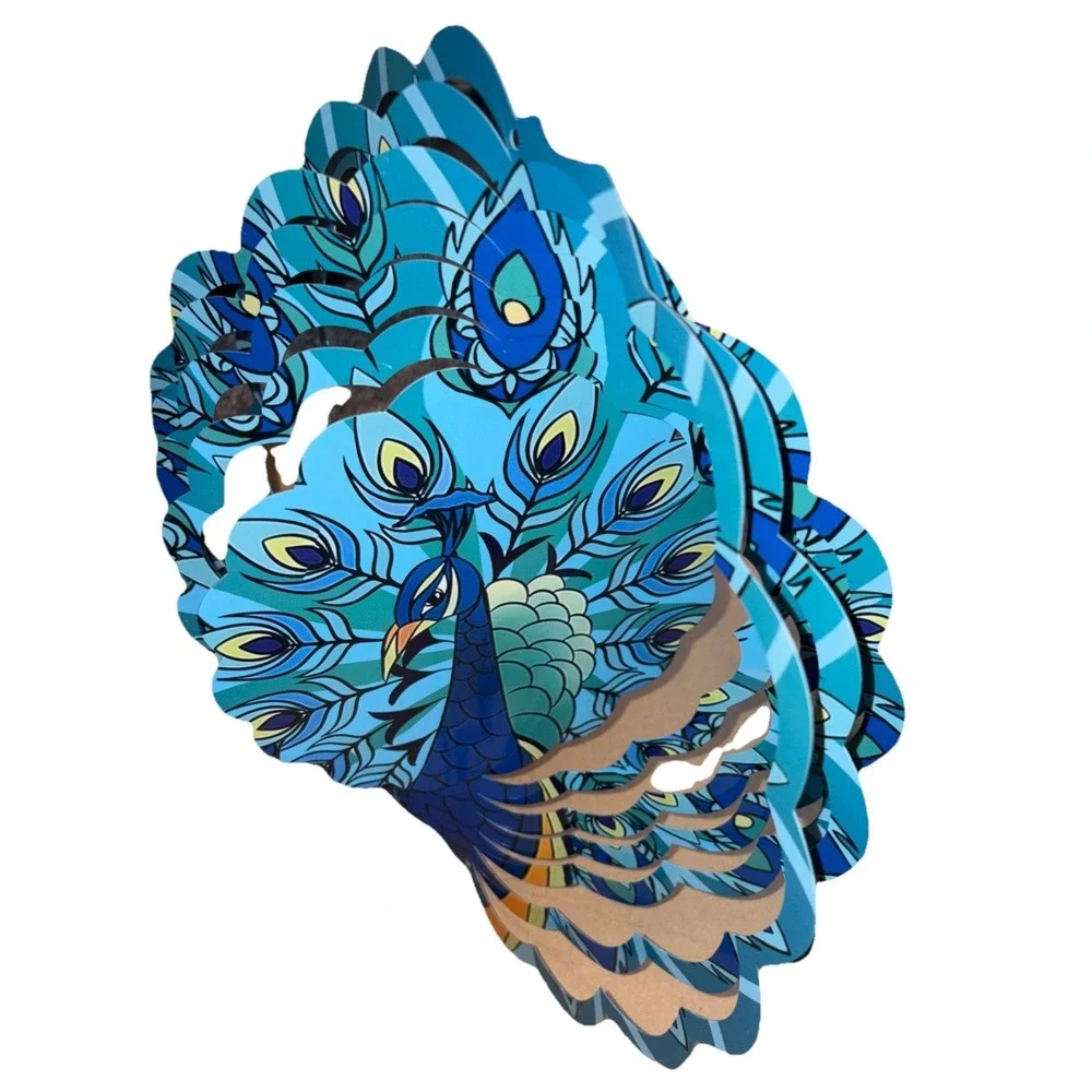 Multicolor Peacock Metal Wind spinner Yard‎ Art 12